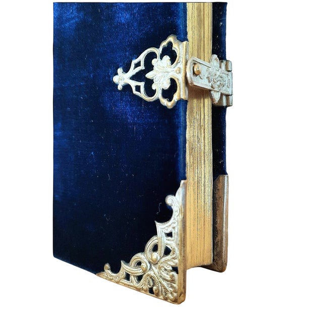 (1853) Blue Velvet Christian "Book of Hours" With Silver Clasp & Corners - Antique Devotional Christian Bible Art For Sale - Image 10 of 15