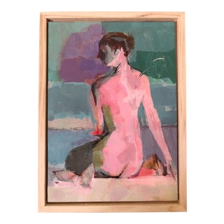 Sandy Rest Figurative Nude Mini Acrylic Painting For Sale
