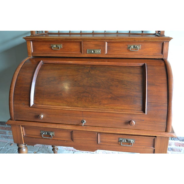 Art Deco Walnut Cylinder Desk For Sale - Image 10 of 11
