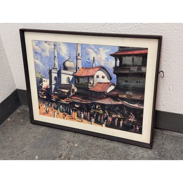 Traditional G. D. Thyaga Raj Delhi Mazar Street Scene Watercolor, Circa 1968 For Sale - Image 3 of 12
