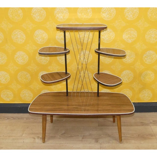 1960s Flower Bench in Teak Look Resopal, 1960s For Sale - Image 5 of 11