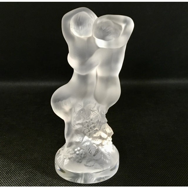 Beautiful frosted and clear crystal statue in excellent condition. This mythical couple, a Nymph and Satyr, embracing...