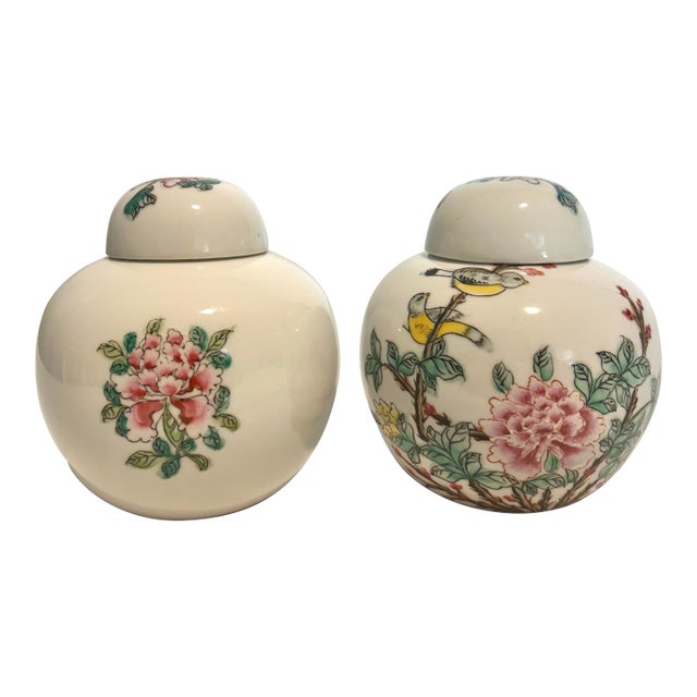 Mid Century Modern Neiman Marcus Porcelain Ginger Jars For Sale