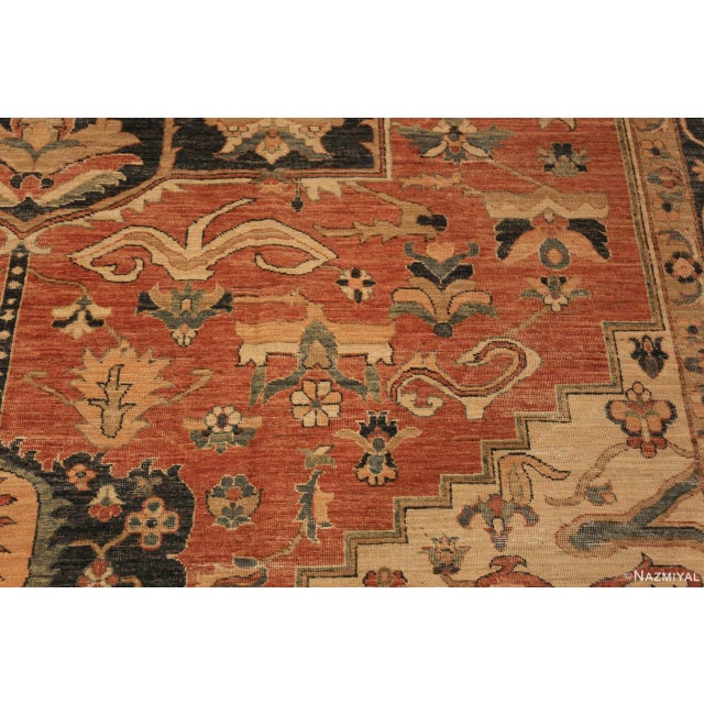 Rustic Classic Geometric Persian Heriz Design Modern Area Rug For Sale - Image 4 of 8