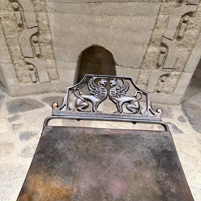 For your consideration, an Antique Cast Iron Stool Vanity Bench Neoclassical Style of Oscar Bruno Bach. No label. Cast...