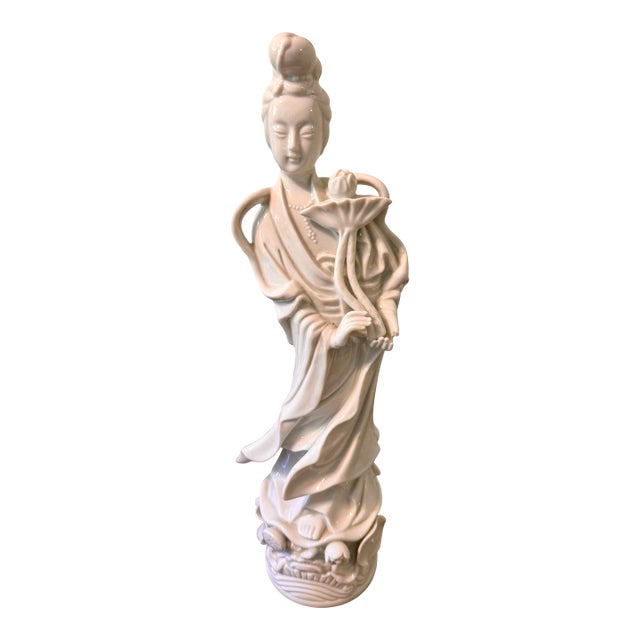 Mid 20th Century Blanc De Chine Porcelain Guan Yin Figure For Sale