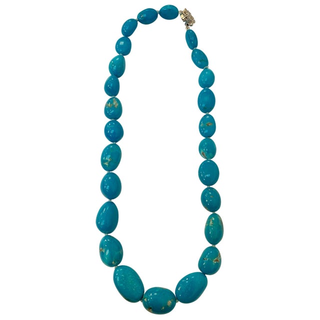 340 Carat Natural Sleeping Beauty Turquoise Necklace Single-Strand 14 Karat Gold For Sale - Image 15 of 18