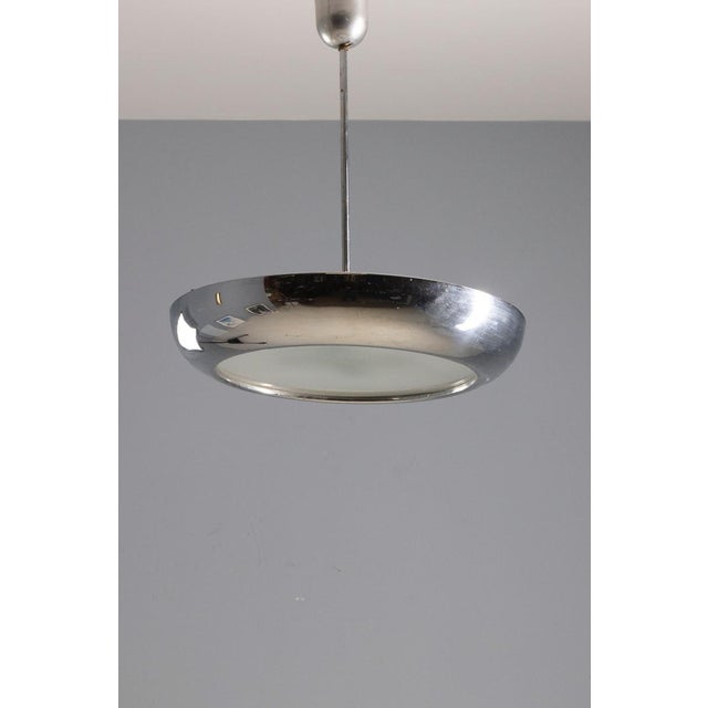 Chromed Pendant Chandelier by Josef Hůrka for NAPAKO, Czechoslovakia, 1940s For Sale - Image 4 of 5