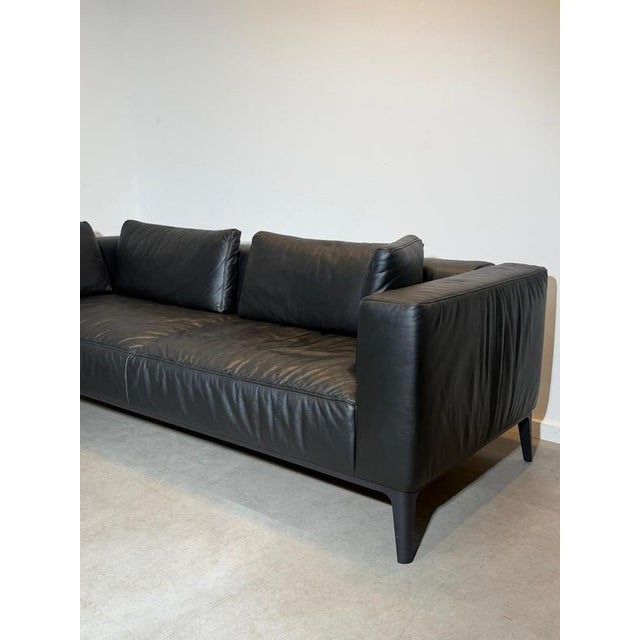 Black Indera 3-Seater Sofa in Black Leather For Sale - Image 8 of 8
