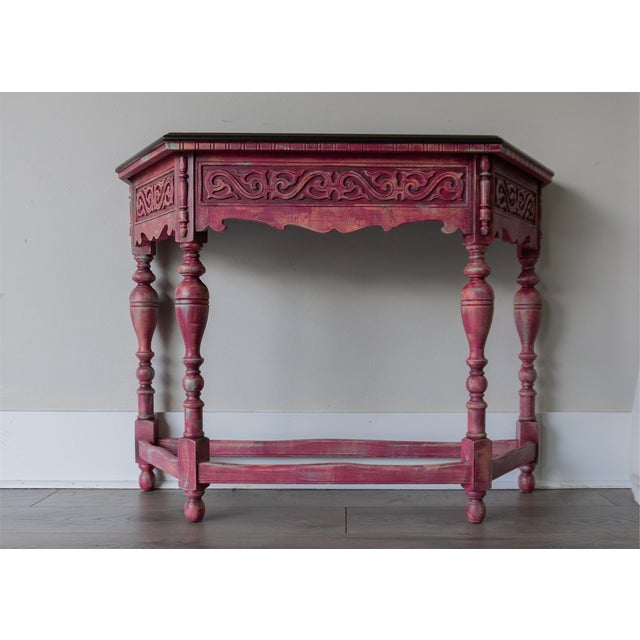 Traditional Antique Console Table With Ornate Carved Details For Sale - Image 3 of 16