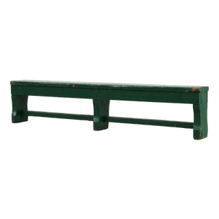 Rustic Primitive Green Farmhouse Bench in Oak, France, 1900s For Sale