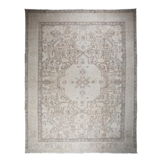 Oversized Vintage Persian Tabriz Rug – Grand Medallion in Earth-Toned Harmony -9' 9'' X 12' 2'' For Sale