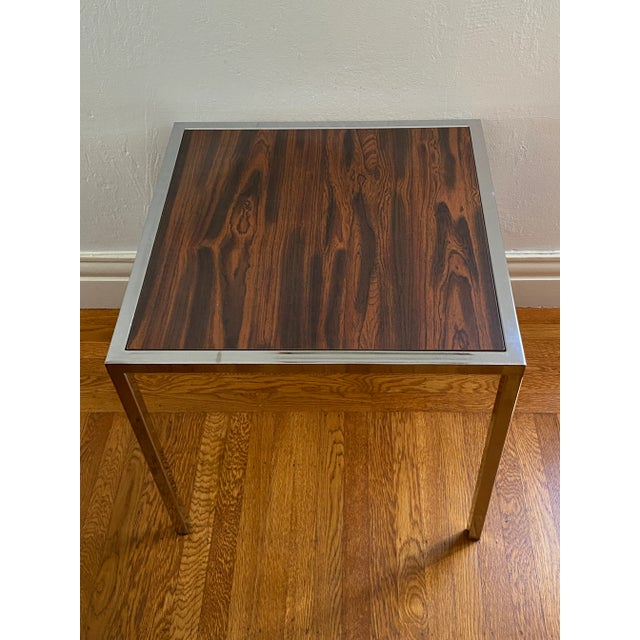 Milo Baughman Milo Baughman and Florence Knoll Style Rosewood and Chrome Side Table For Sale - Image 4 of 7