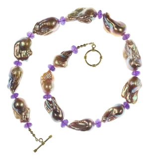 Elegant 18 Inch Natural Color Baroque Pearl Necklace
