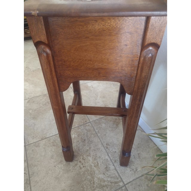 Antique Mission Style Side Table - Handcrafted Solid Oak Wood With Pegged Joinery For Sale - Image 9 of 10