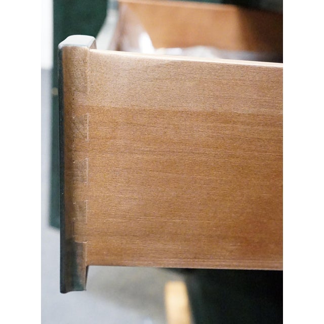 Green Henredon Furniture Green Asian Chinoiserie Faux Malachite 36" Storage Cabinet W. Embossed Floral Detail For Sale - Image 8 of 17