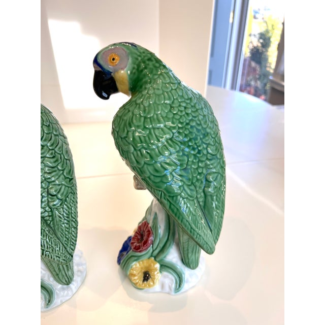 Vintage Bordallo Pinheiro Majolica Parrots - A Pair For Sale - Image 10 of 18