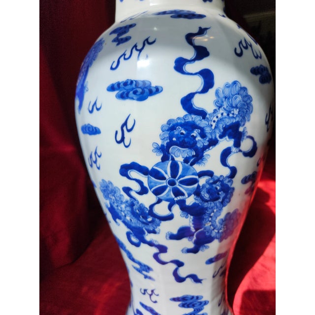 Strike the heart and follow our store for discounts and sales! 18th Century 24" Shishi Qilin Mythical Beast Motif Blue and...