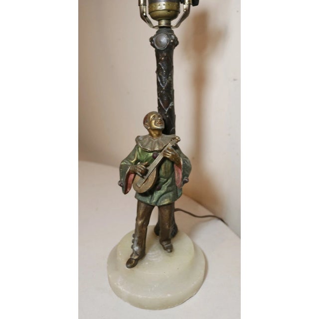 1920s Antique Austrian Figural Bronze Patinated Electric Clown Candelabra Lamp Light For Sale - Image 5 of 12