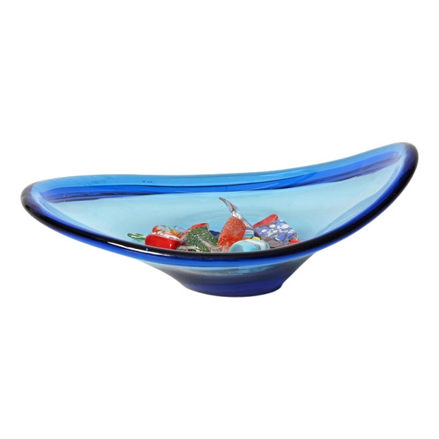 Deep Blue Murano Glass Catchall, Italy, 1960s For Sale