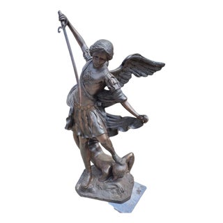 Monumental Bronze Saint Michael the Archangel Sculpture For Sale