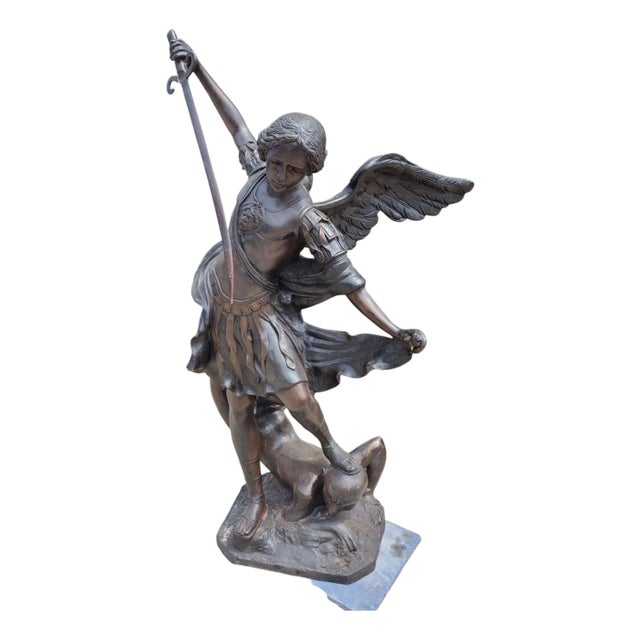 Monumental Bronze Saint Michael the Archangel Sculpture For Sale