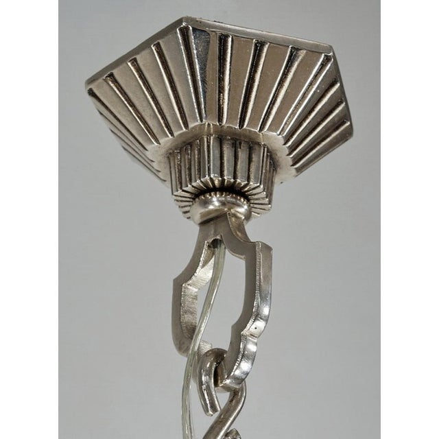 Hettier Vincent & Hanots French Art Deco Birds Glass Chandelier - 1930s For Sale - Image 13 of 14