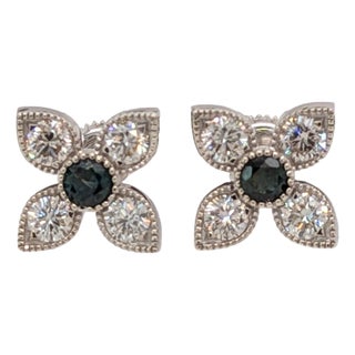 Alexandrite Diamond Stud Earrings in Solid 14k Gold, Round 3.2mm For Sale