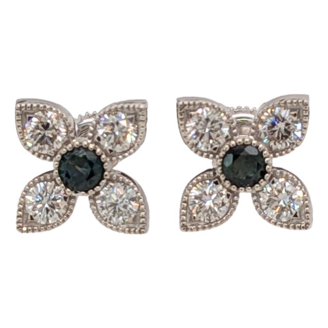 Alexandrite Diamond Stud Earrings in Solid 14k Gold, Round 3.2mm For Sale