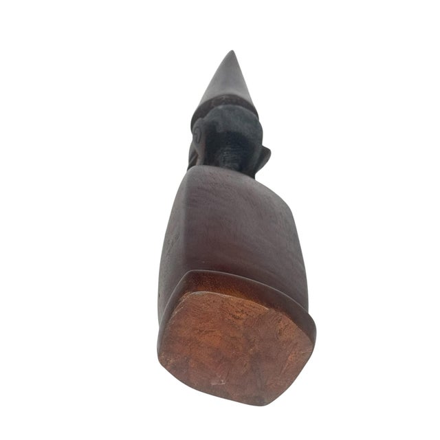 Makonde Carved Hardwood Elder Figure Tanzania Mozambique Conical Hat African Art For Sale In Philadelphia - Image 6 of 7