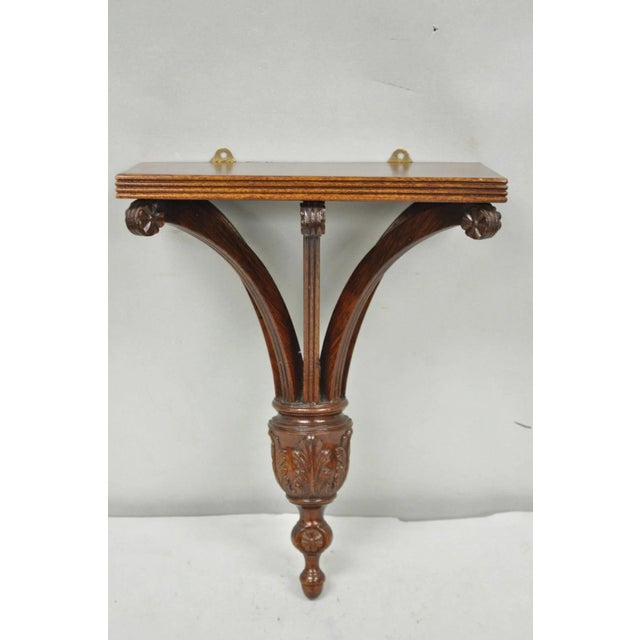 Late 20th Century Regency Style Mahogany Plume Prince of Wales Carved Wall Mount Bracket Shelf For Sale - Image 13 of 13