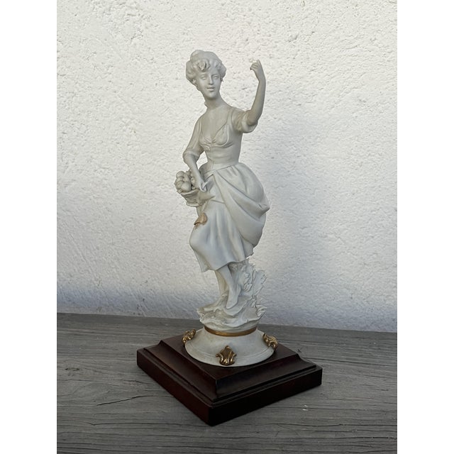 Biscuit Sculpture of Lady with Fruits Basket by Benacchio for Triade Capodimonte, Italy, 1970s For Sale - Image 4 of 13