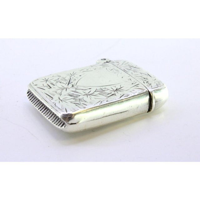 Guilloche Silver Matchbox with Monogram Card For Sale - Image 3 of 7