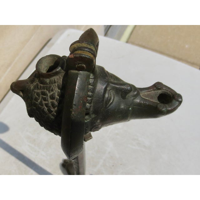 Rare Roman Bronze Candelabrum - Lampstand With Bronze Oil Lamp For Sale - Image 9 of 13