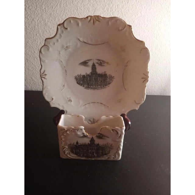 1970s Vintage Tm Grisham Porcelain Made in Germany Holder & Plate Set of 2 For Sale - Image 4 of 8