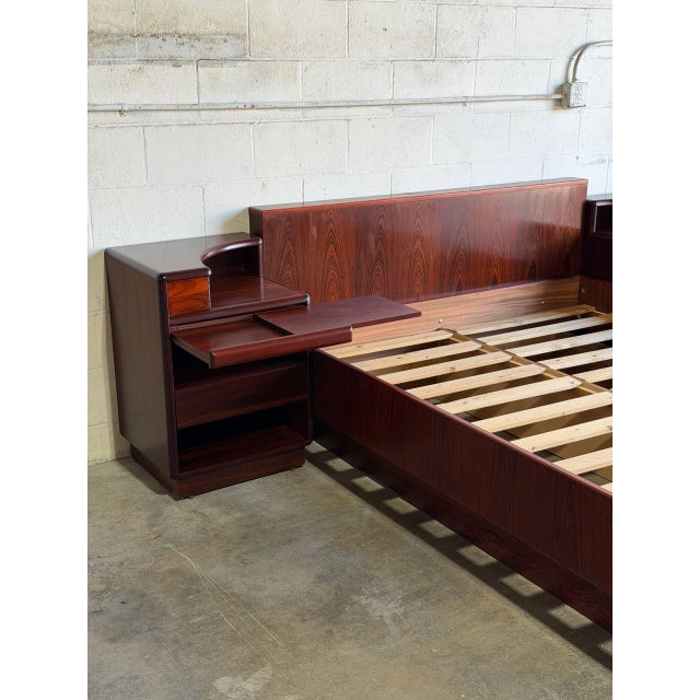 Mid-Century Modern Skovby Queen Platform Bed Frame With Integrated Nightstands Rosewood Denmark 1970s For Sale - Image 3 of 15