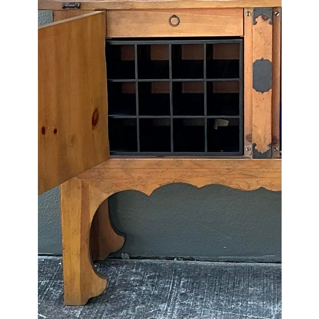 Chocolate Vintage Boho Pine Pagoda Dry Bar For Sale - Image 8 of 12