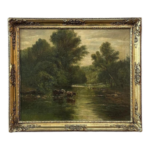 19th Century Framed Oil Painting on Canvas Signed Casteleyn