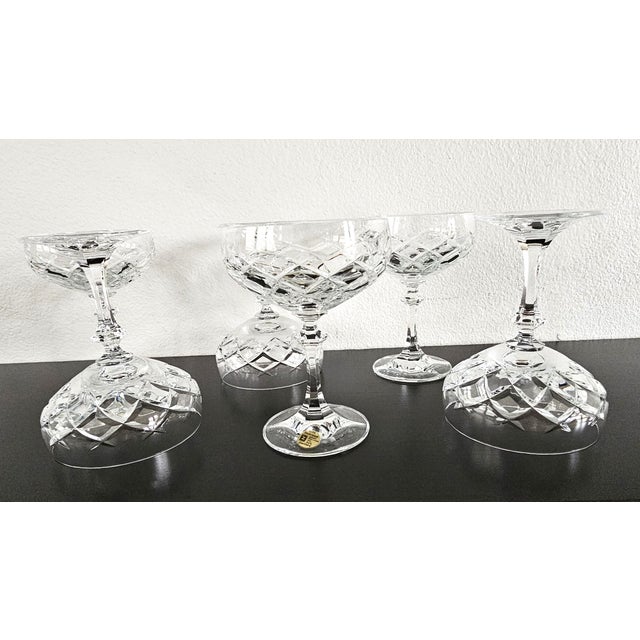 Mid-Century Modern 1980s Schott Zwiesel German 24% Lead Crystal Champagne Coupes - Set of 6 For Sale - Image 3 of 7