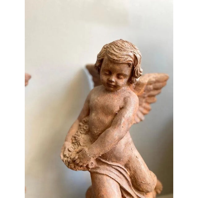 Metal Vintage Putti Figures in Cast Iron, 1920, Set of 2 For Sale - Image 7 of 13