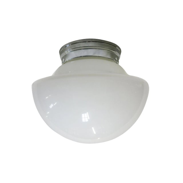 Medium Schoolhouse Rounded Bell Shape Ceiling Glass Globe Pendant For Sale