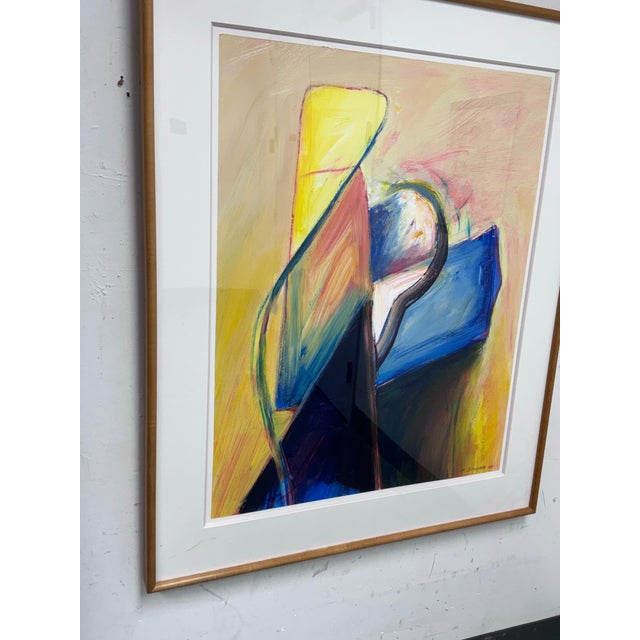 Circa 1995 Albert E. Smith Custom Framed Abstract For Sale - Image 11 of 12