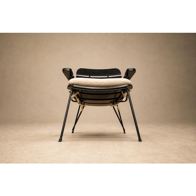 Three Armchairs in Ebonized Wood & Metal With Loose Cushion, Carlo Hauner, 1950s For Sale - Image 9 of 18