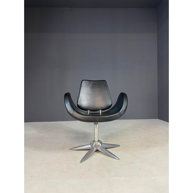 Modern Alipes Black Swivel Salon Chair with Chrome Star Base by Giorgetto Giugiaro for Gamma & Bross, Italy, 1940s For Sale - Image 3 of 10