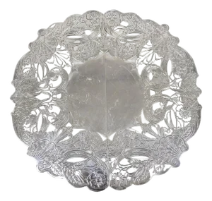 Vintage Lbs Co Victorian Style Silver Plated Round Expandable Trivet