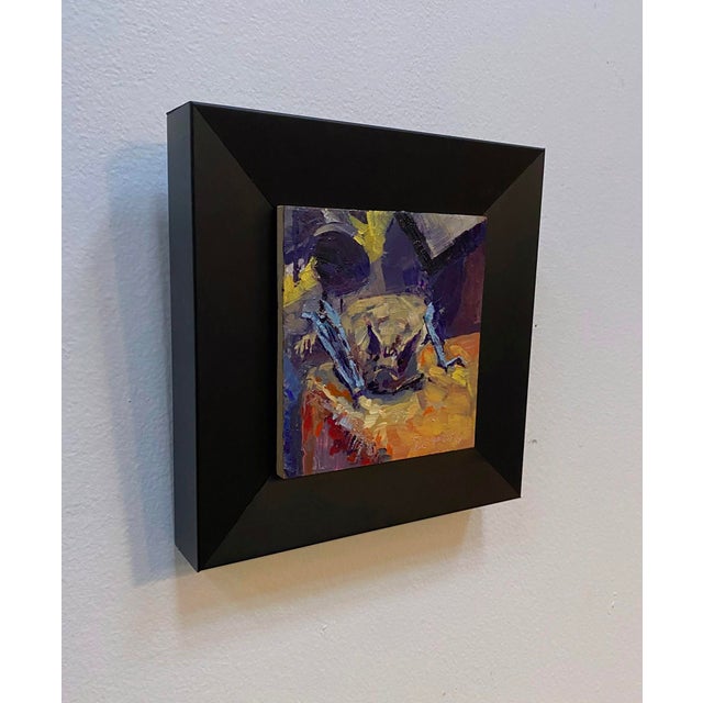 Abstract Sugarmill Bat by Delton Demarest | Oil on Panel Painting of a bat resting on a surface For Sale - Image 3 of 4