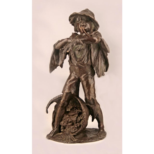 Realism Late 19th Century French Patinated Bronze Sculpture of a Peasant/Shepherd Boy For Sale - Image 3 of 9