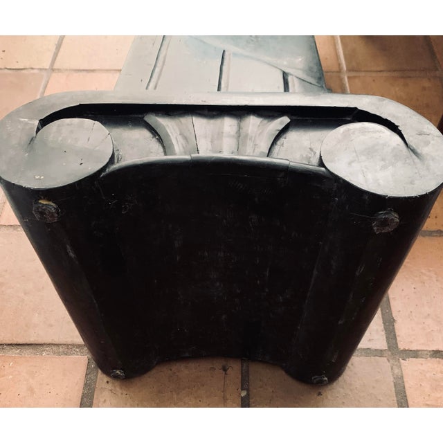 Black Early 20th Century Black Marble Veneer Plinth, Pedestal in the Style of Grosfeld House With Scroll Motifs & Neoclassical Ionic Fluted Column Details For Sale - Image 8 of 12
