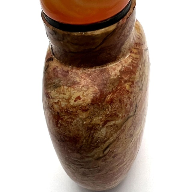 Jasper Snuff Bottle in Mustard Yellow and Rust Colors For Sale - Image 12 of 13