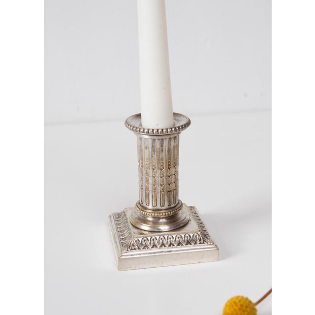 Metal Antique French Silvered Bronze Candlestick by Cailar Bayard, 1890s For Sale - Image 7 of 7